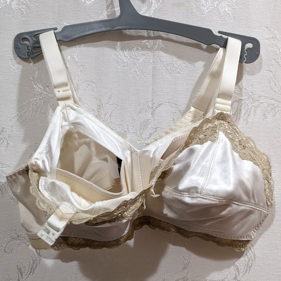 Jeunique 34DDD Ivory Bra 300 Wireless Support Lace Classic Retro Bullet Nursing - Picture 3 of 7